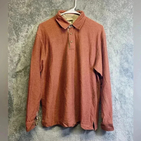 LL.Bean Men’s Rust Orange 3 Button Polo Shirt Size M‎ - Picture 1 of 9